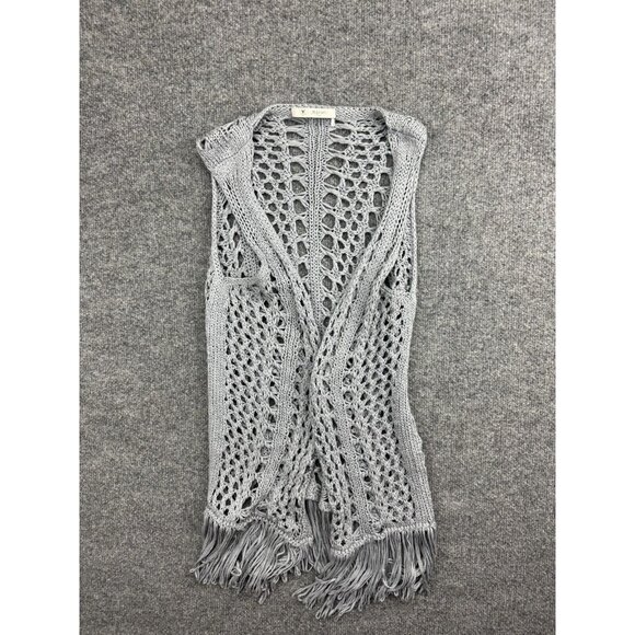 Monari Italy Cardigan Women's Small Light Blue/Gray Open Knit Crochet - Picture 1 of 6